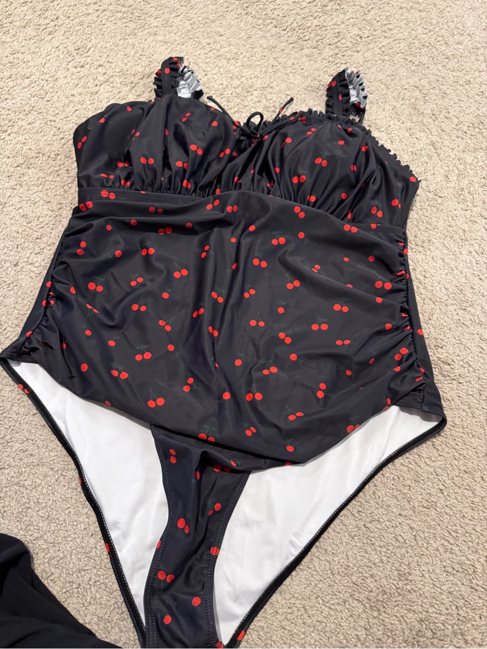 Black Cherry Print One-Piece Swimsuit